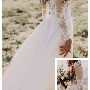 June Bridals | Dresses | June Bridals Gown 8 Bohemian Lace Long Sleeve ...